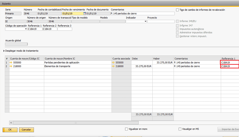SAP Business One ofrece una utilidad para el cierre de ejercicio financiero
